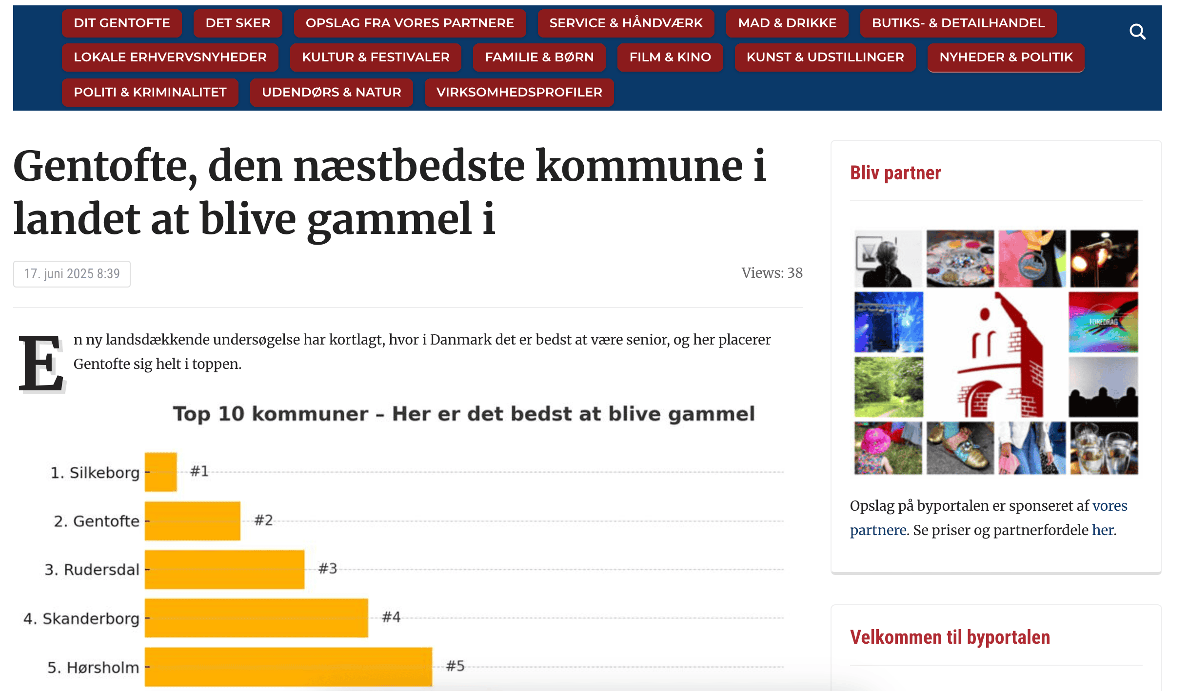 Skærmbillede af artikel fra Dit Gentofte