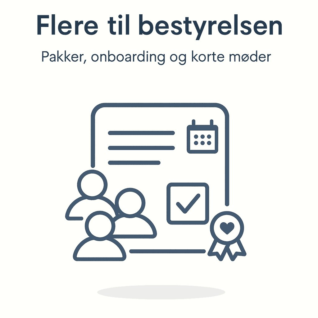Illustration: rekruttering til bestyrelse ejerforeningen – pakker, onboarding og korte møder