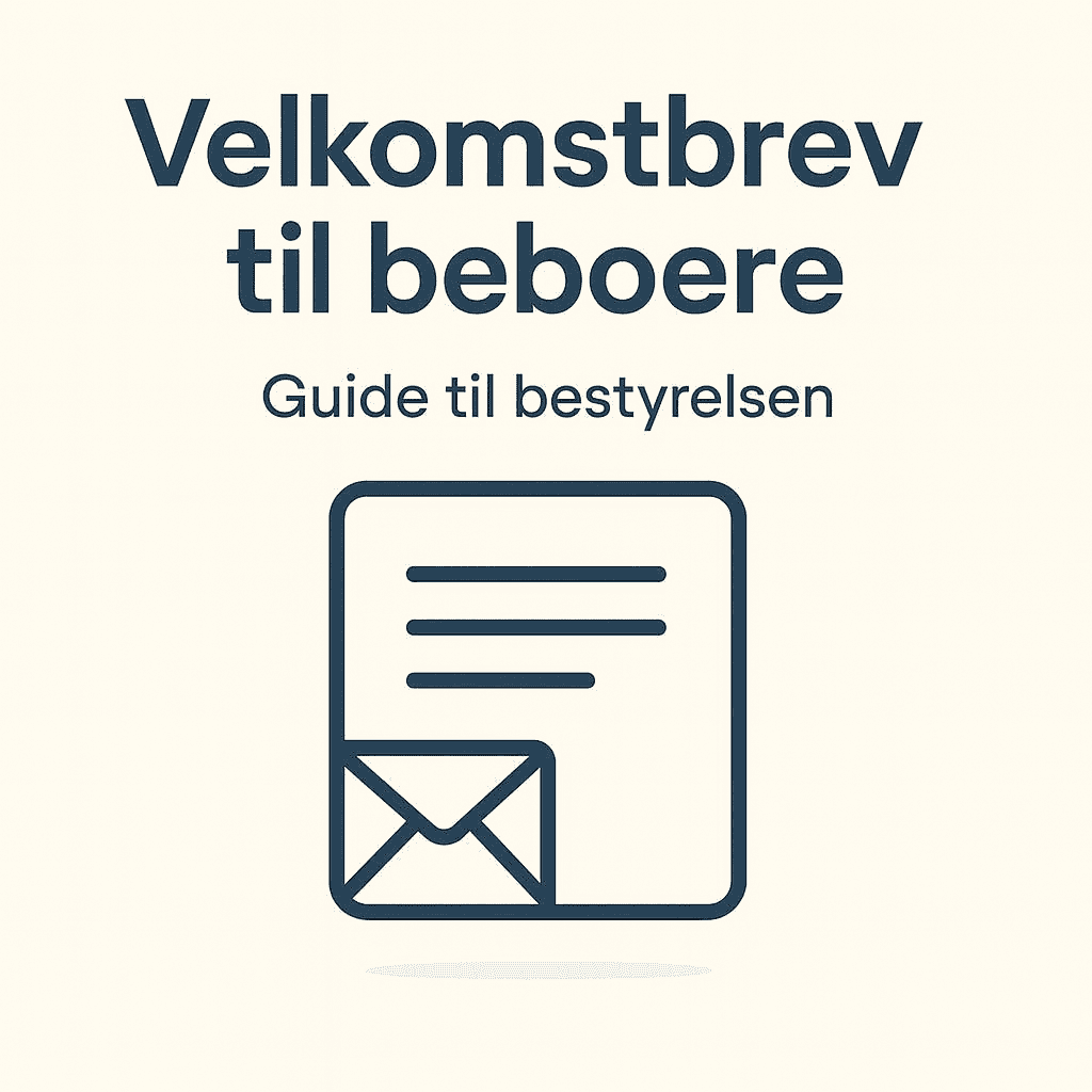 Velkomstbrev til beboere – guide til bestyrelsen (minimalistisk ikon af brev og dokument)