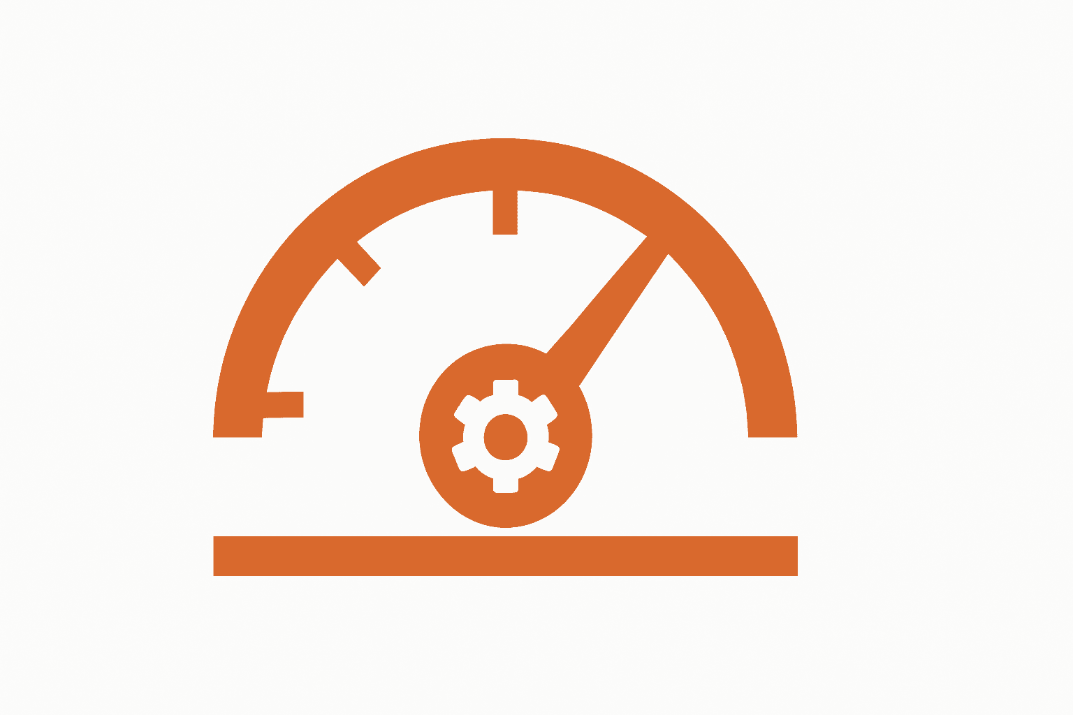 Minimalistisk illustration af en digital skala for modenhed med et centralt ikon i orange og hvidt.