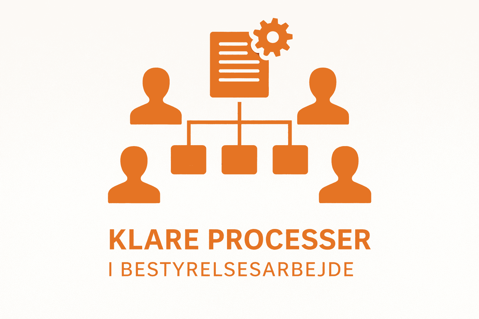Illustration af en bestyrelse, hvor fælles processer er i centrum frem for enkeltpersoner.